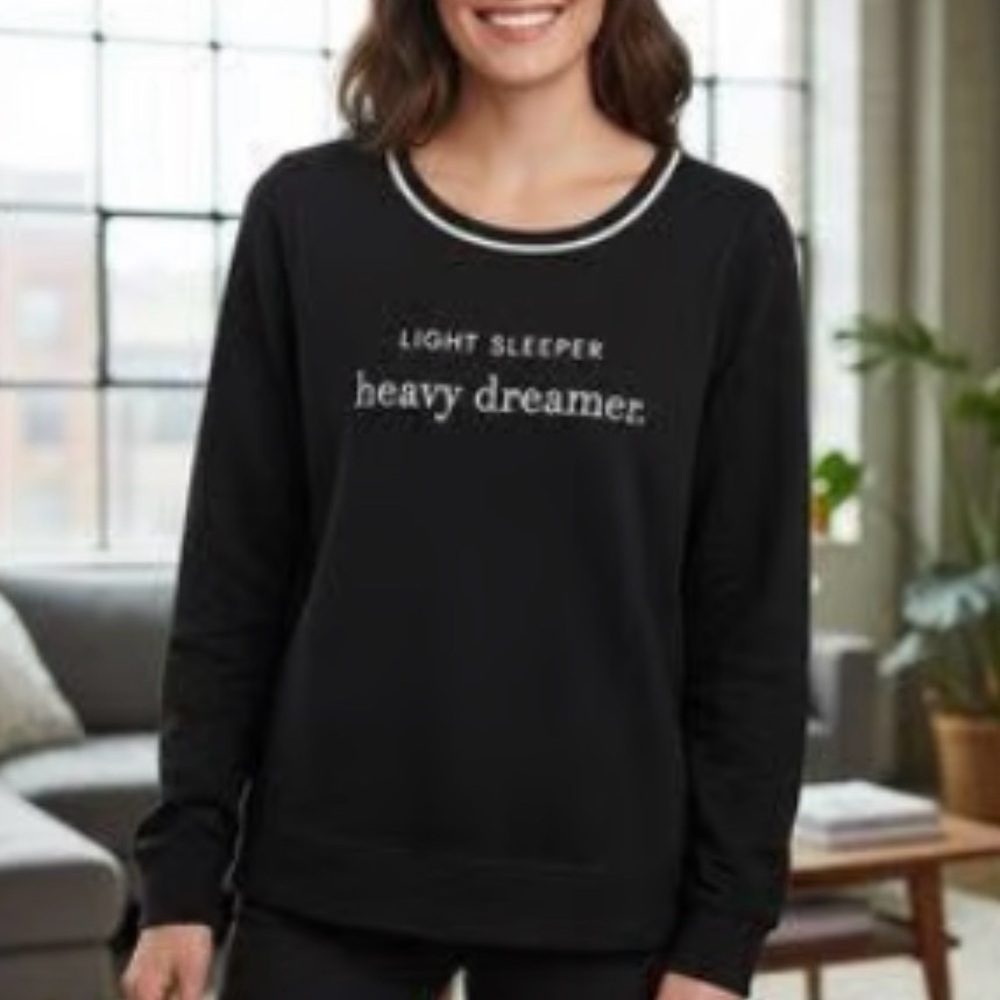 NEW Kate Spade Light Sleeper Heavy Dreamer Sweatshirt Black Size Medium
